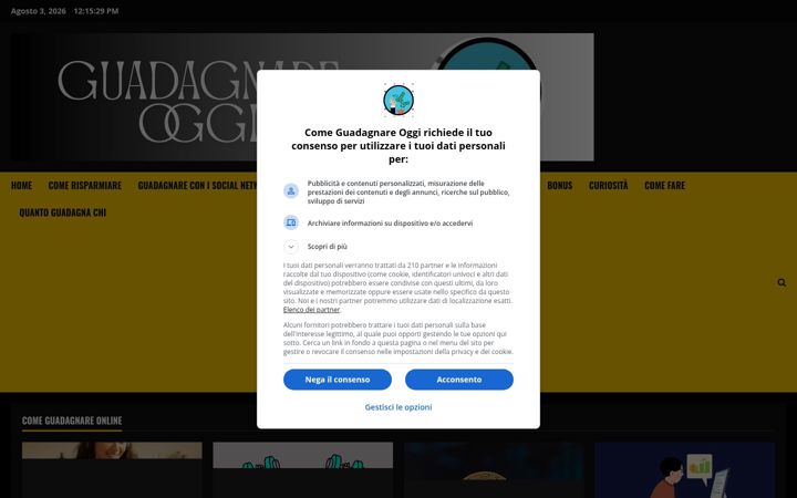 Screenshot of comeguadagnareoggi.it