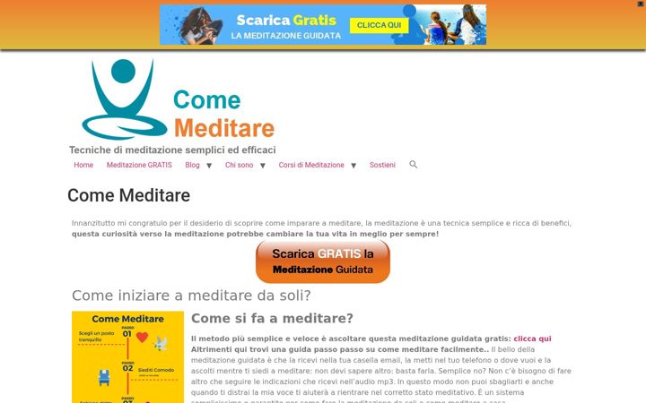 Screenshot of comemeditare.it