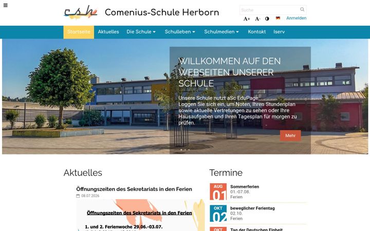 Screenshot of comenius-schule-herborn.de