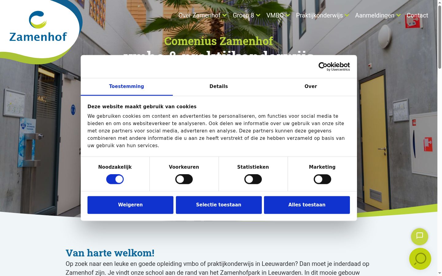 Posnetek zaslona pasice za privolitev, prikazane pred kakršno koli interakcijo
