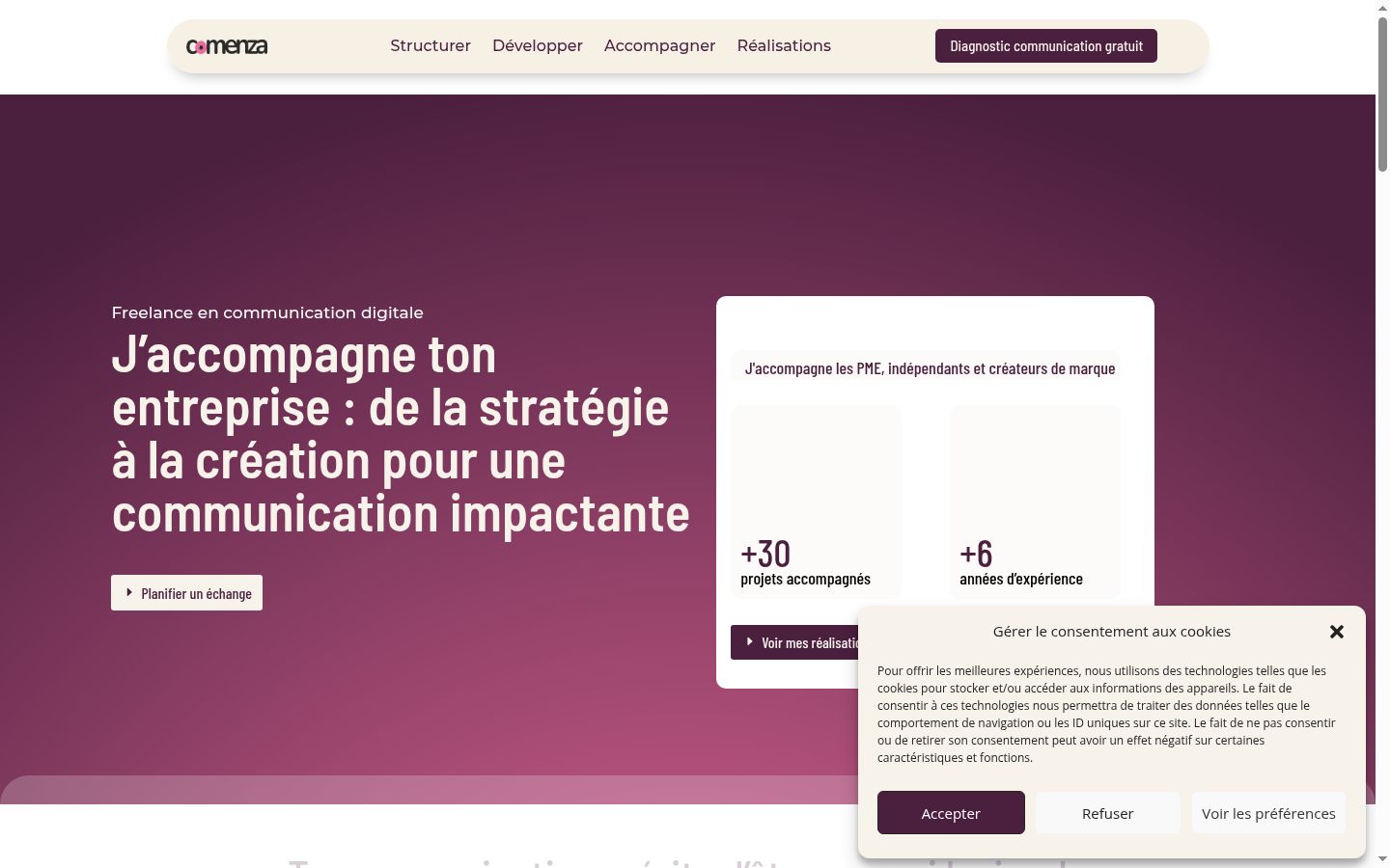 Screenshot del banner di consenso mostrato prima di qualsiasi interazione