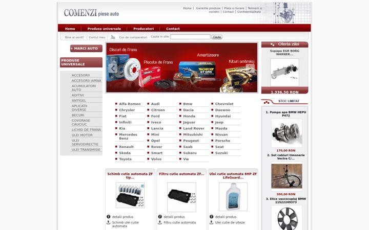Screenshot of comenzipieseauto.ro