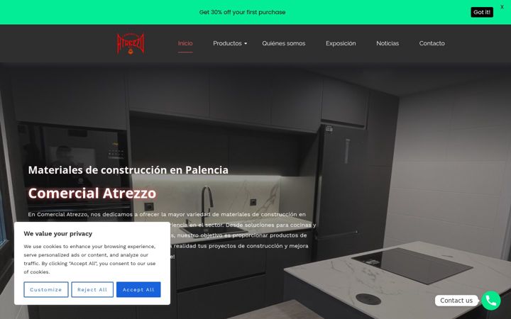 Screenshot stránky comercialatrezzo.es