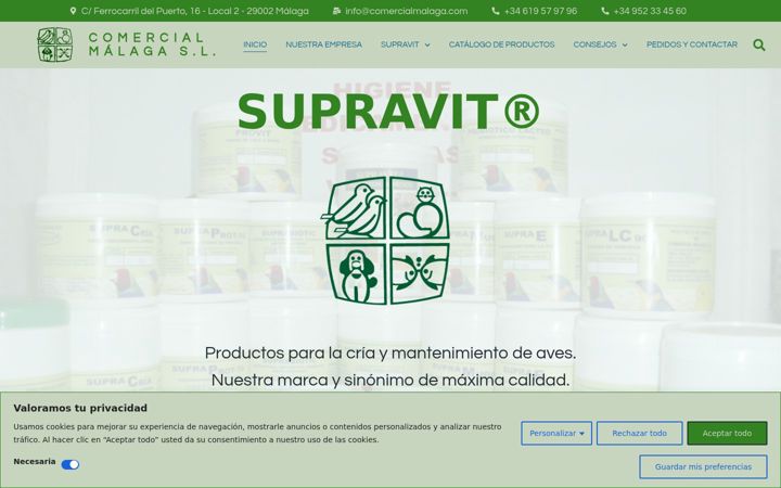 Screenshot of comercialmalaga.com