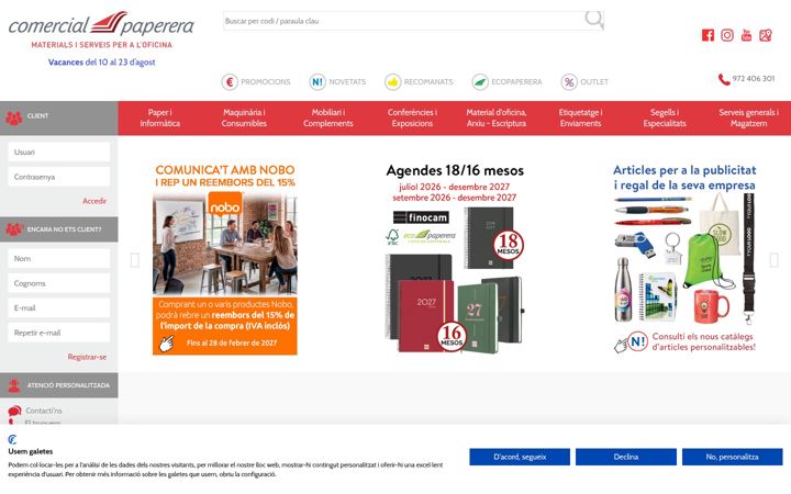 Screenshot of comercialpaperera.com