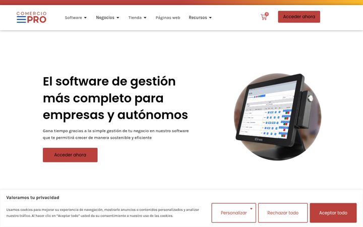Screenshot stránky comerciopro.es