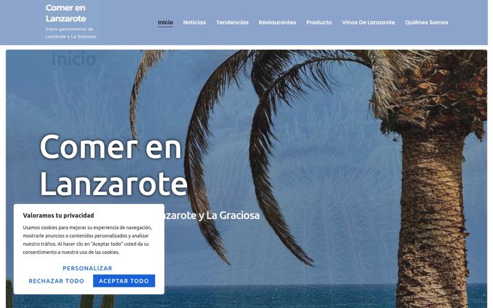 Screenshot stránky comerenlanzarote.es