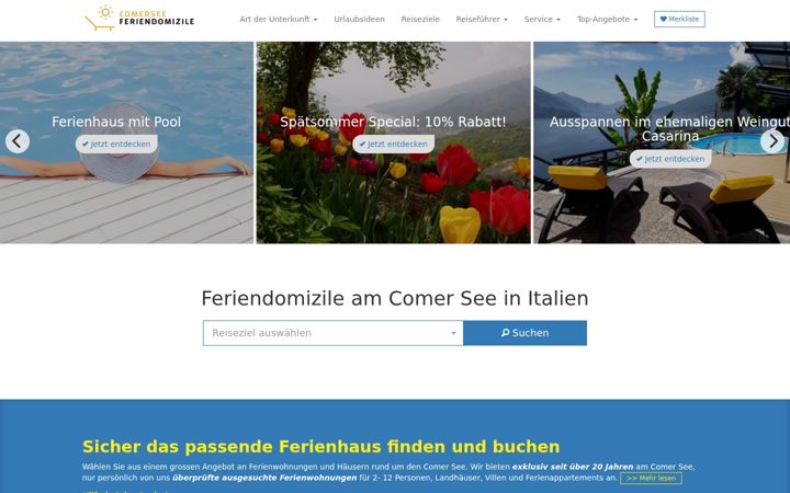 Screenshot of comersee-feriendomizile.de
