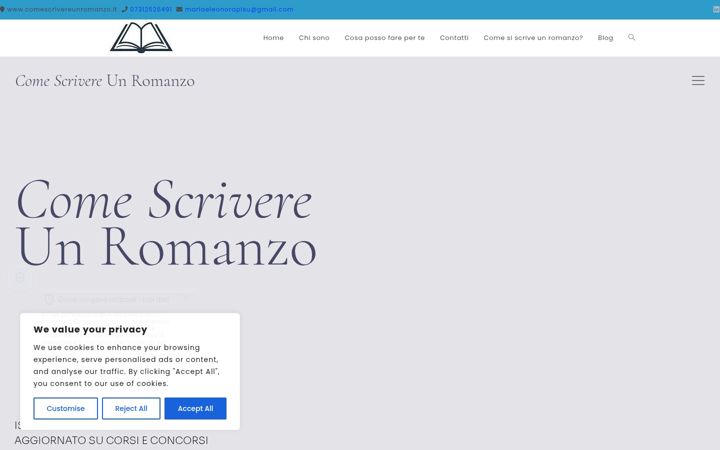 Screenshot of comescrivereunromanzo.it