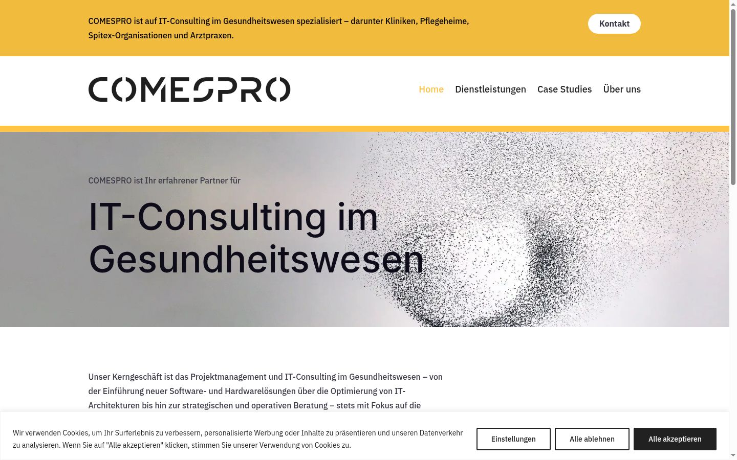 Screenshot del banner di consenso mostrato prima di qualsiasi interazione