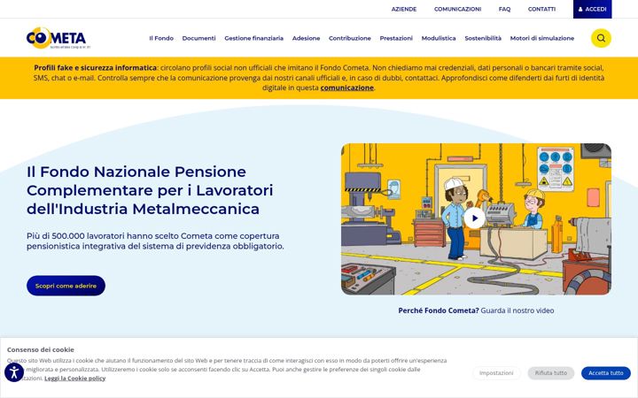 Skärmbild av cometafondo.it