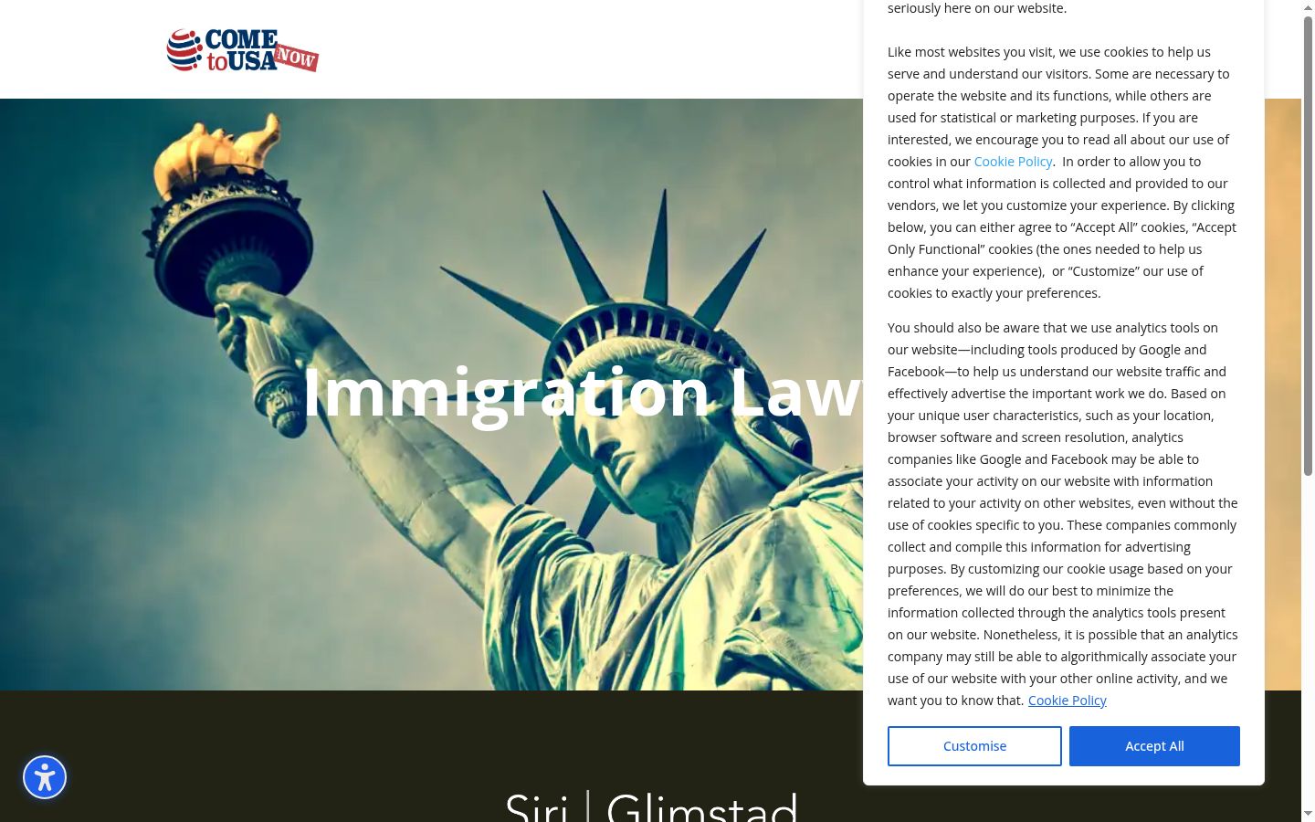 Screenshot del banner di consenso mostrato prima di qualsiasi interazione