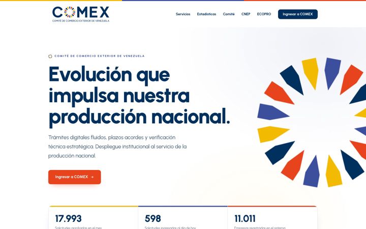 Screenshot of comex.gob.ve