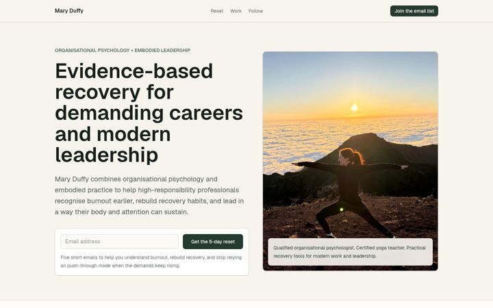Screenshot of comeyogawithmary.com