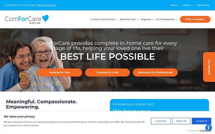 Screenshot of comforcare.ca
