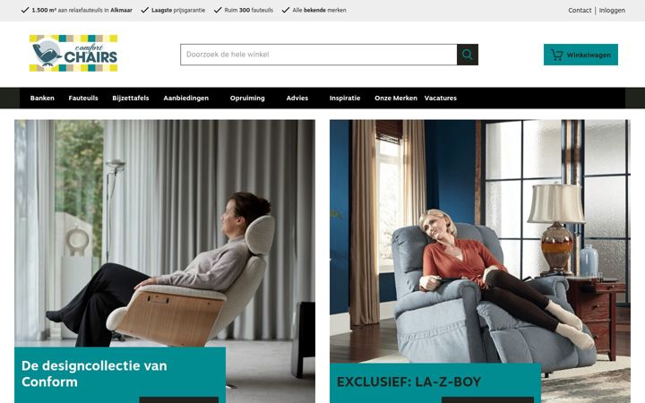 Captura de pantalla de comfortchairs.nl