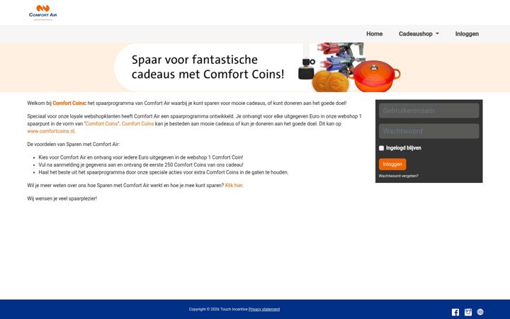 Captura de pantalla de comfortcoins.nl