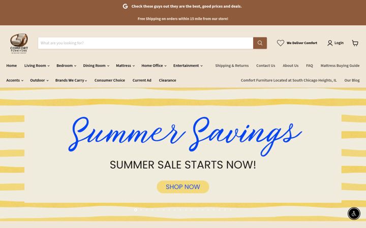 Screenshot of comfortfurniture.net