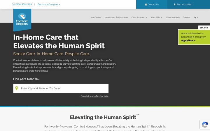 Screenshot of comfortkeepers.com