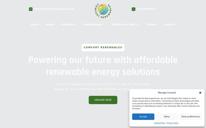 Screenshot of comfortrenewables.co.uk