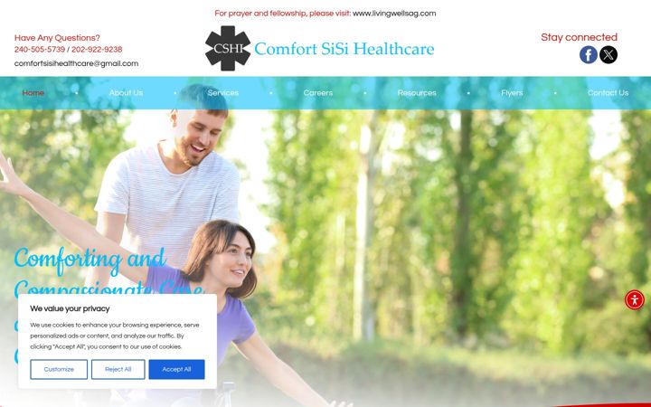 Captura de pantalla de comfortsisihealthcare.org