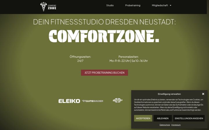 Screenshot of comfortzone-fitness.de