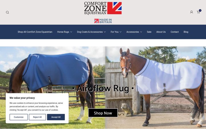 Screenshot of comfortzoneequestrian.co.uk