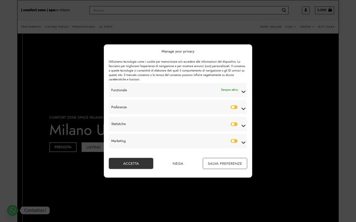 Screenshot of comfortzonespacemilano.it