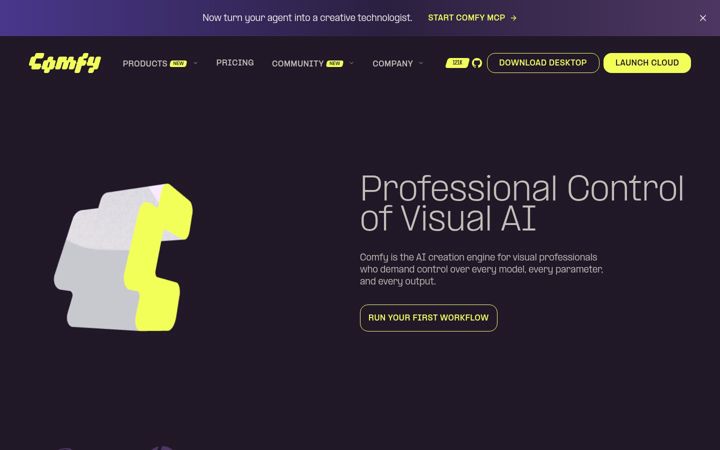 Screenshot di comfy.org