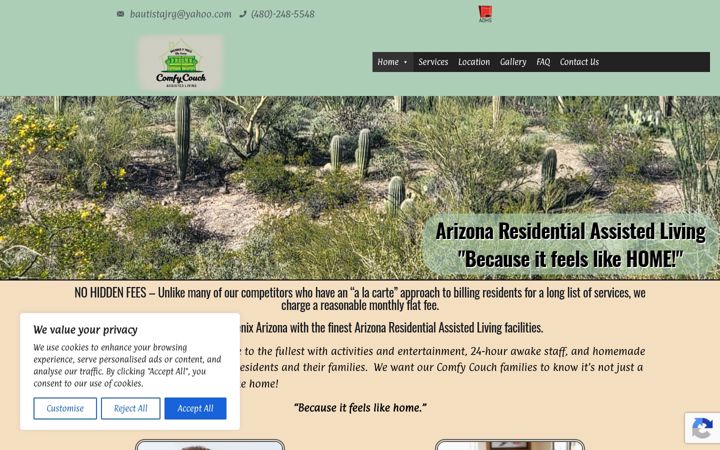 Screenshot of comfycouchassistedliving.com