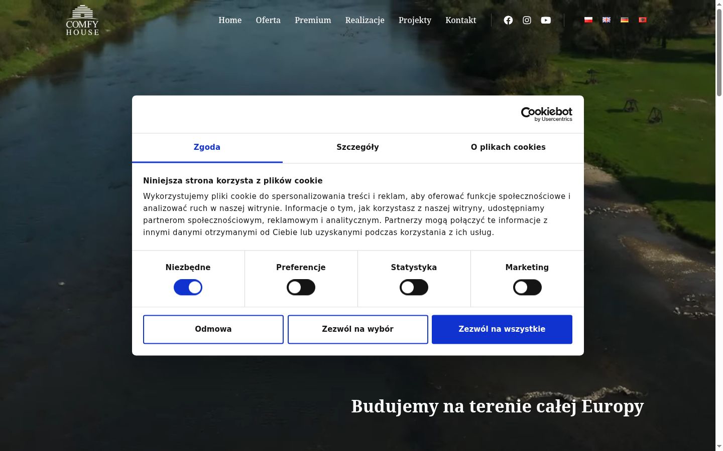 Screenshot del banner di consenso mostrato prima di qualsiasi interazione