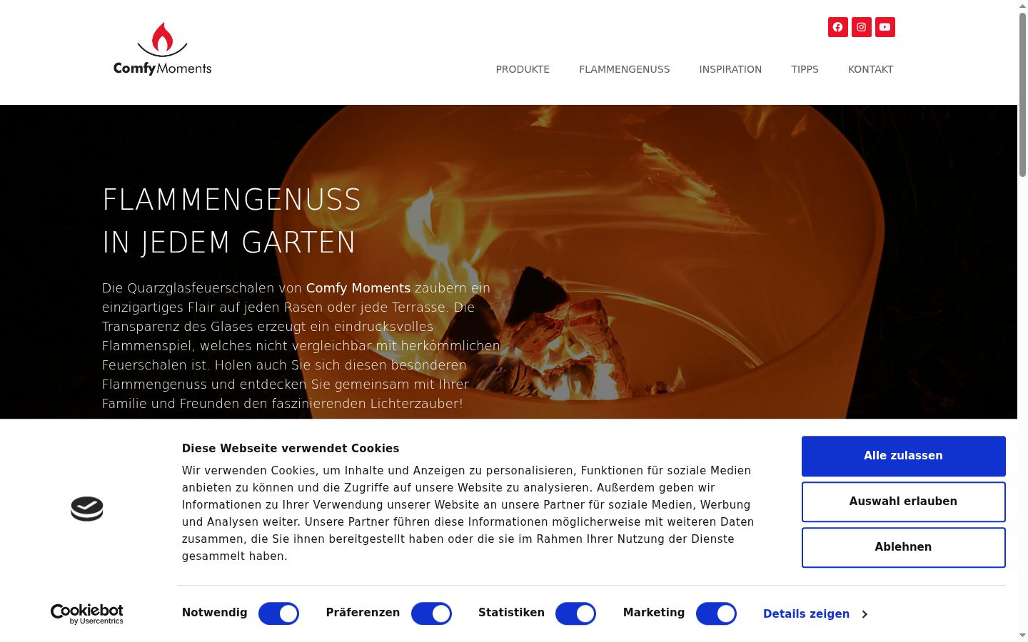 Screenshot del banner di consenso mostrato prima di qualsiasi interazione