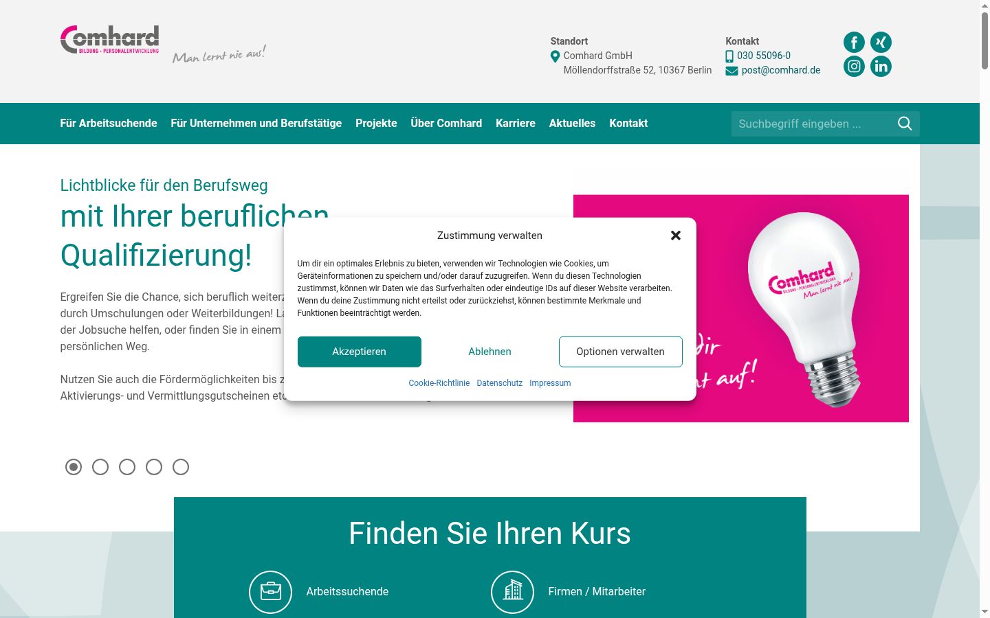 Screenshot van de toestemmingsbanner zoals getoond vóór enige interactie