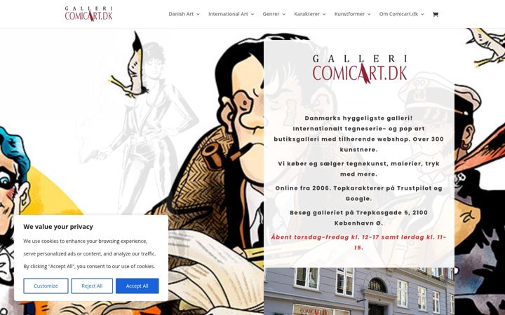 Screenshot of comicart.dk