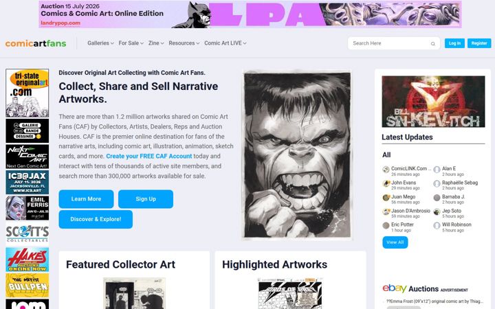 Screenshot of comicartfans.com