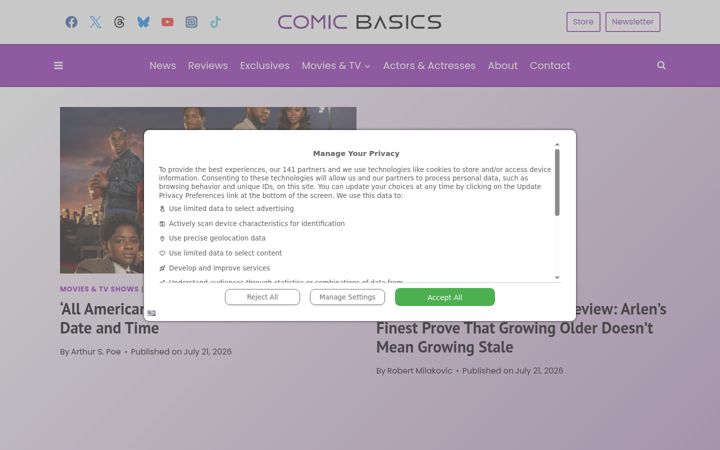 Screenshot of comicbasics.com