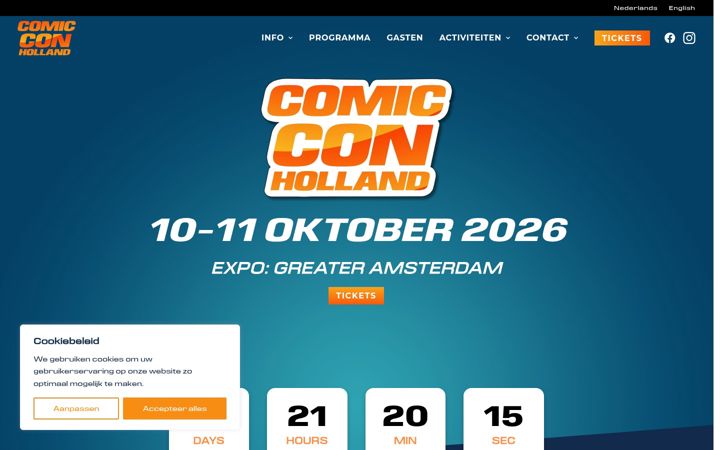 Screenshot van comicconholland.nl