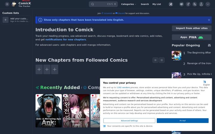 Screenshot of comick.io