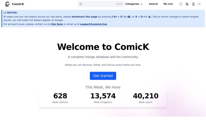 Screenshot of comick.live