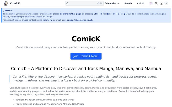 Screenshot of comickz.co.uk