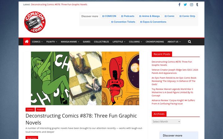 Screenshot of comicon.com