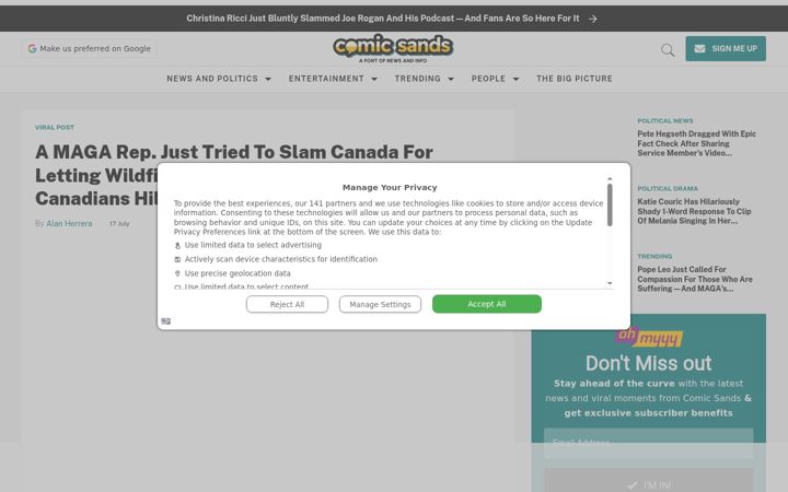 Screenshot of comicsands.com