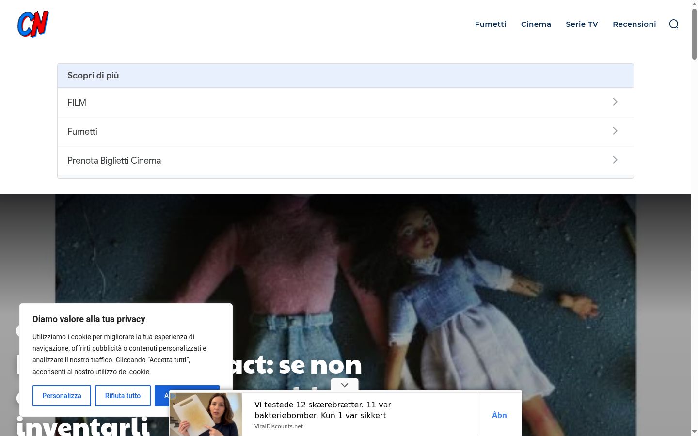 Screenshot του banner συγκατάθεσης που εμφανίστηκε πριν από οποιαδήποτε αλληλεπίδραση