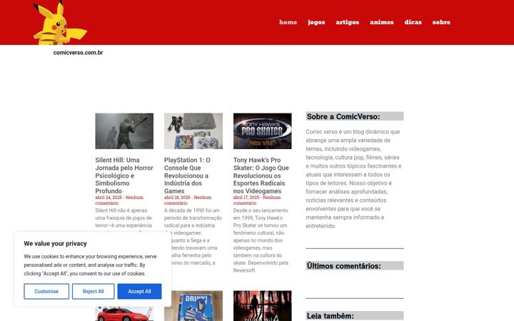 Ekrano kopija comicverso.com.br
