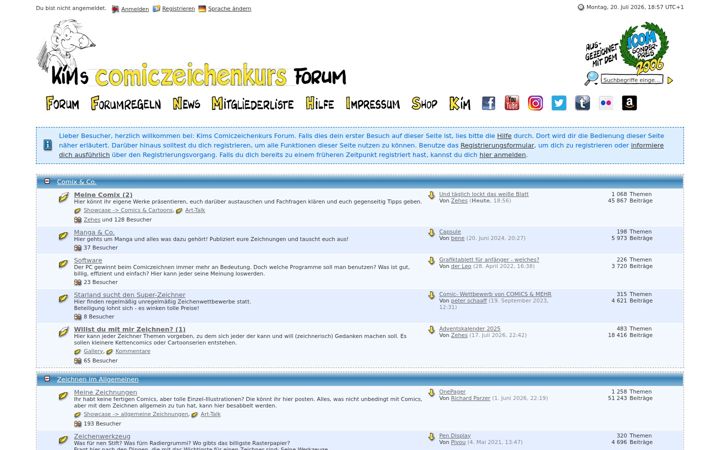 Screenshot of comiczeichenkurs.de