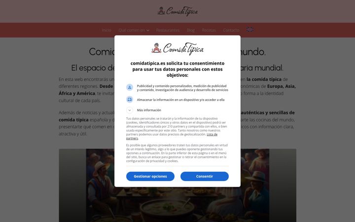 Screenshot stránky comidatipica.es