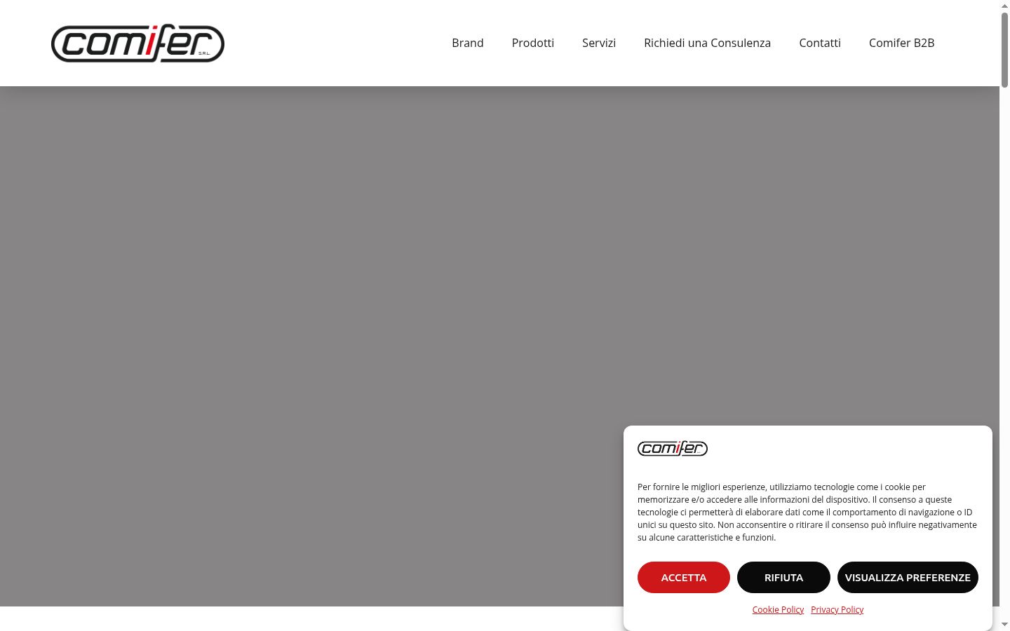 Screenshot del banner di consenso mostrato prima di qualsiasi interazione