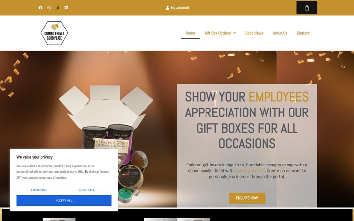 Screenshot of comingfromagoodplace.co.uk