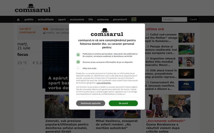 Screenshot of comisarul.ro