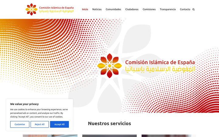 Captura de pantalla de comisionislamica.org
